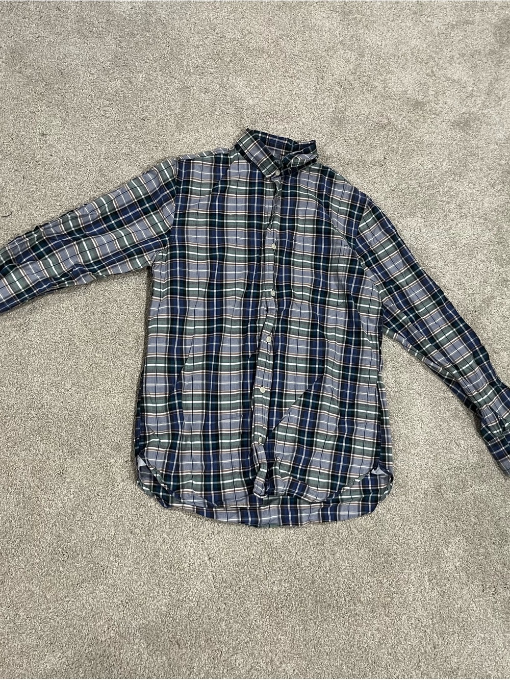 Banana Republic Blue and Green Plaid Button-Down Shirt